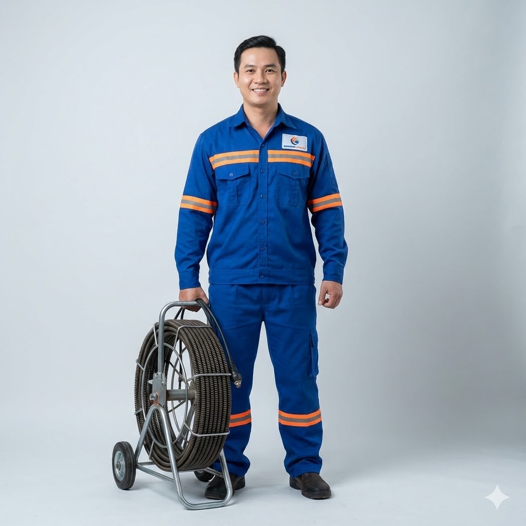 Kỹ thuật viên xử lý mùi hôi cống